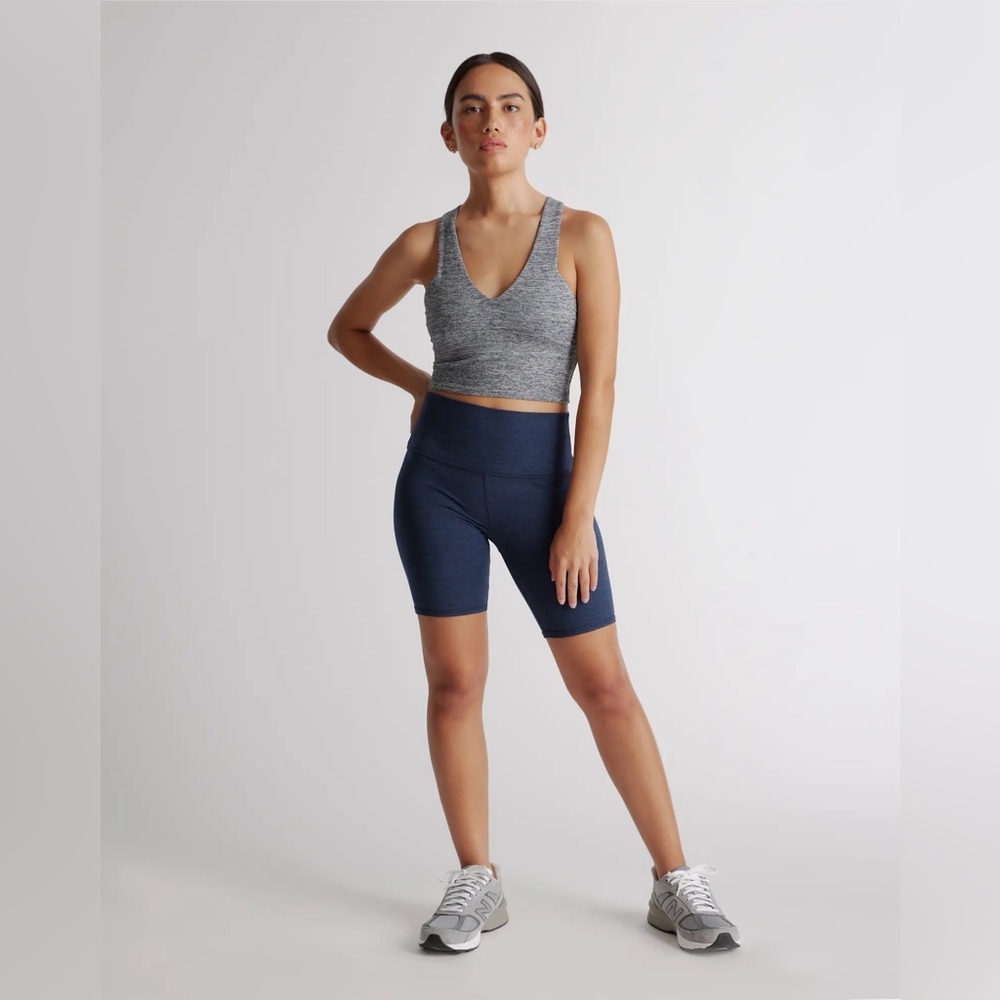 Quince Ultra-Soft V-Neck Cropped Tank Heather Grey Medium